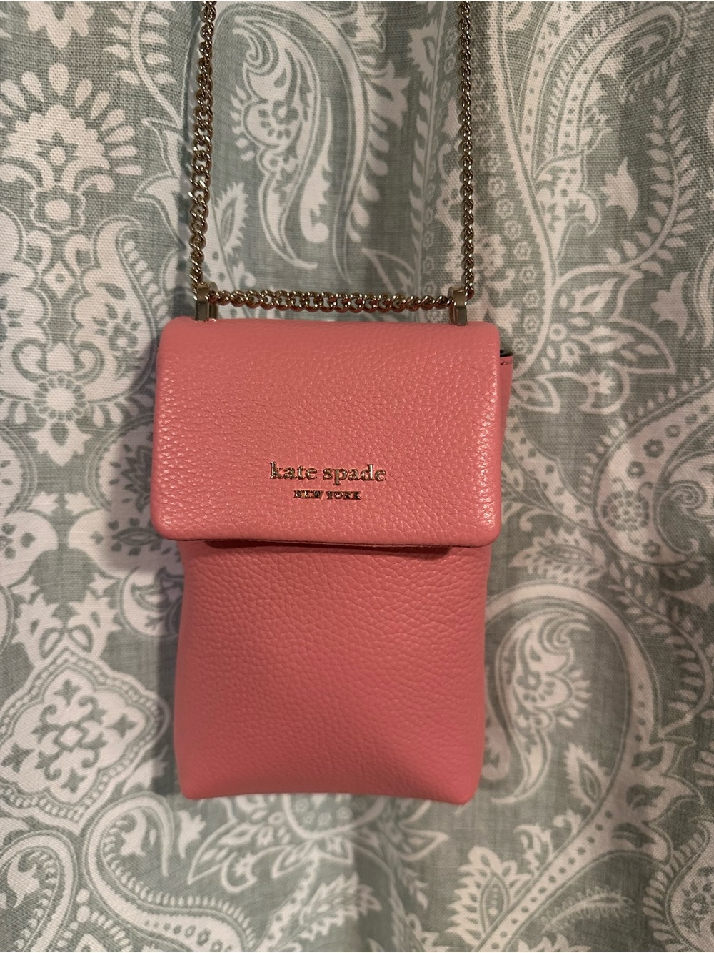 kate spade Pink Pebbled Leather Mini Crossbody with Gold Chain